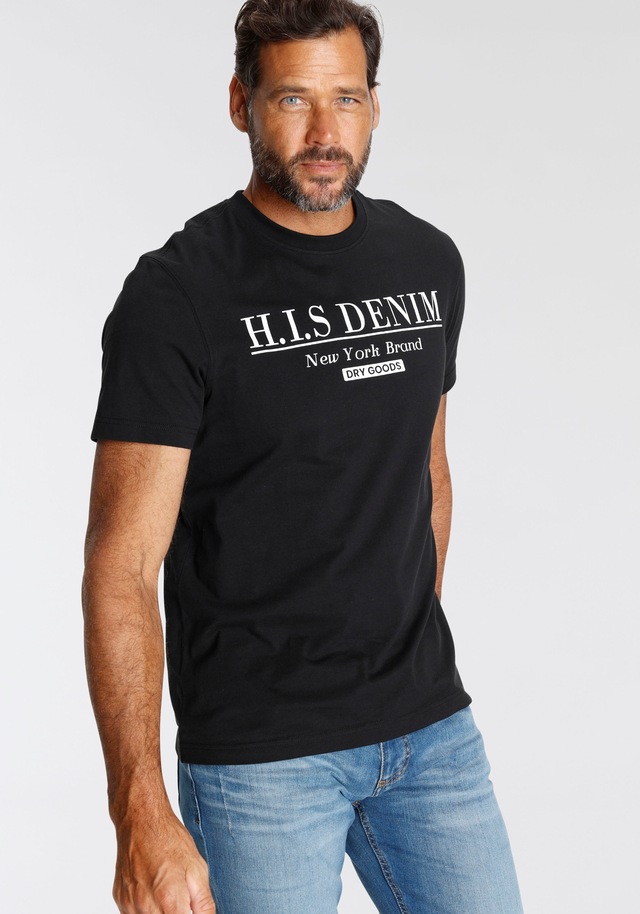 H.I.S T-Shirt schmale Passform, bedrucktes Design, Rundhalsausschnitt