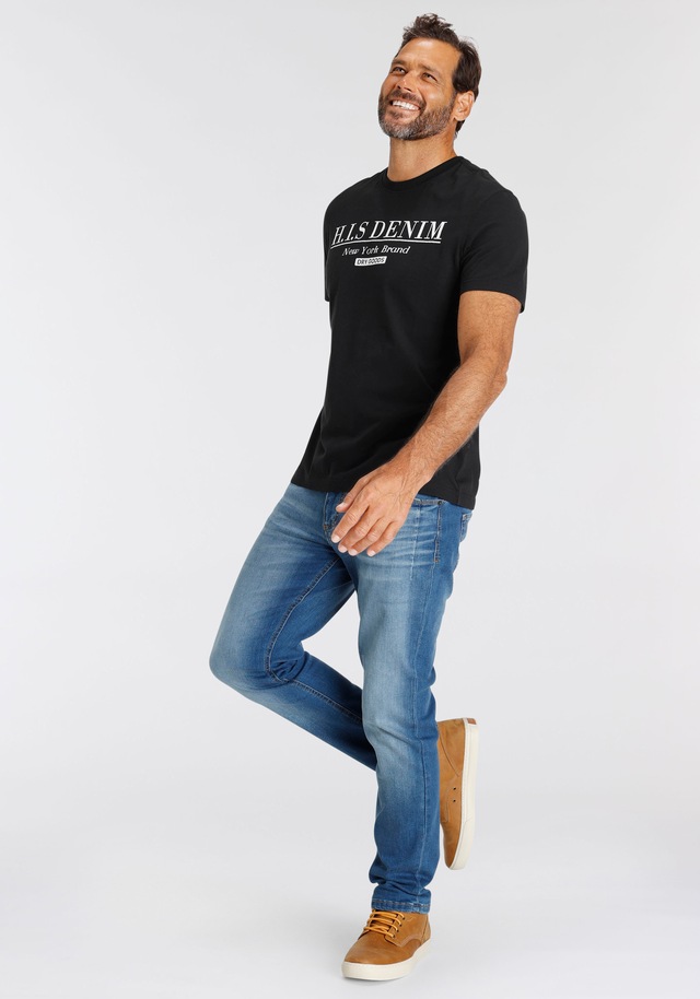 H.I.S T-Shirt schmale Passform, bedrucktes Design, Rundhalsausschnitt