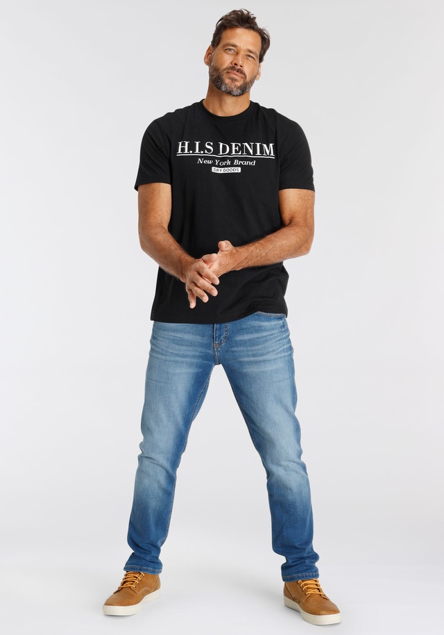 H.I.S T-Shirt schmale Passform, bedrucktes Design, Rundhalsausschnitt