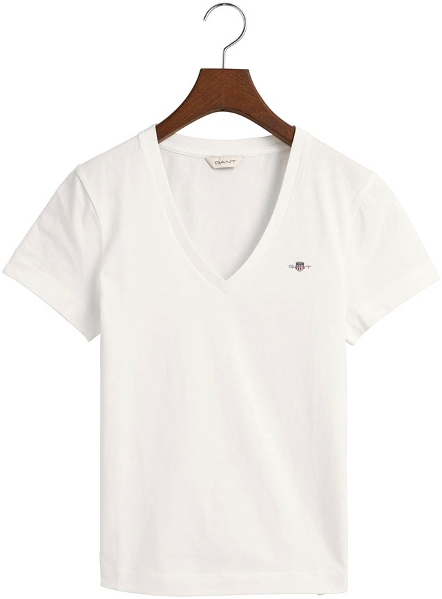 Gant T-Shirt »REG SHIELD KA V-NECK T-SHIRT« mit einer kleinen Logostickerei auf der Brust