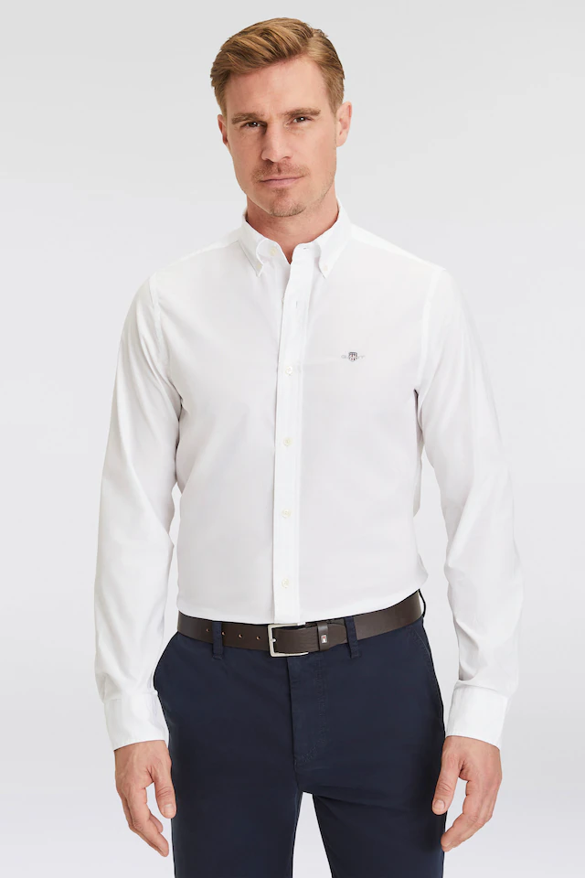 Gant Langarmhemd »SLIM CLASSIC POPLIN SHIRT« mit klassischer Logostickerei auf der Brust