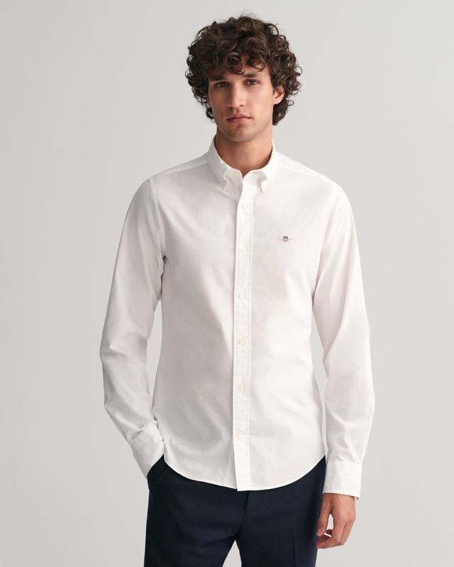 Gant Langarmhemd »SLIM CLASSIC POPLIN SHIRT« mit klassischer Logostickerei auf der Brust