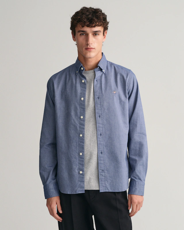 Gant Langarmhemd »Slim Fit Oxford Hemd strukturiert langlebig dicker« Oxford Hemd Slim Fit