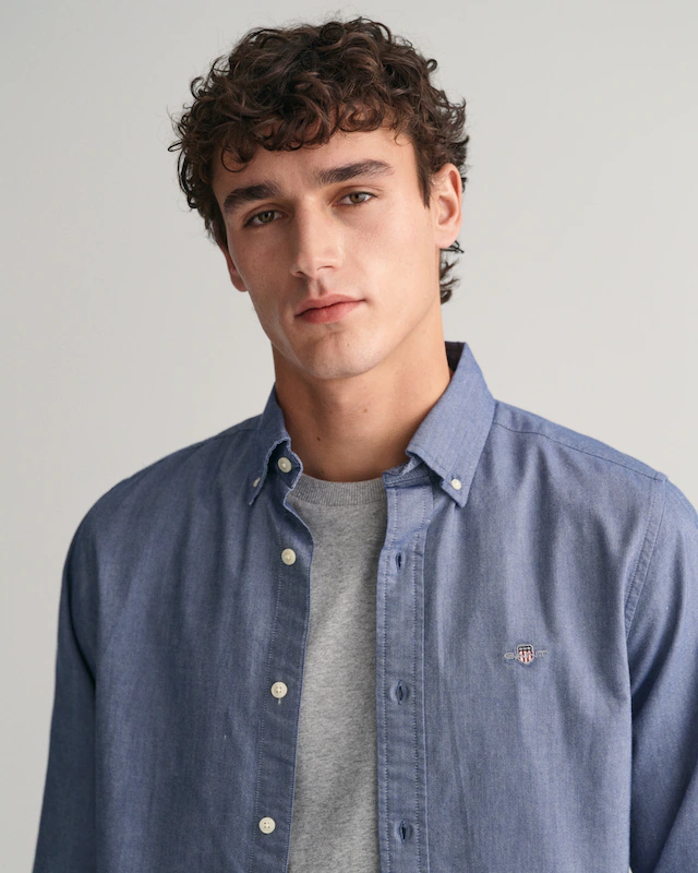 Gant Langarmhemd »Slim Fit Oxford Hemd strukturiert langlebig dicker« Oxford Hemd Slim Fit