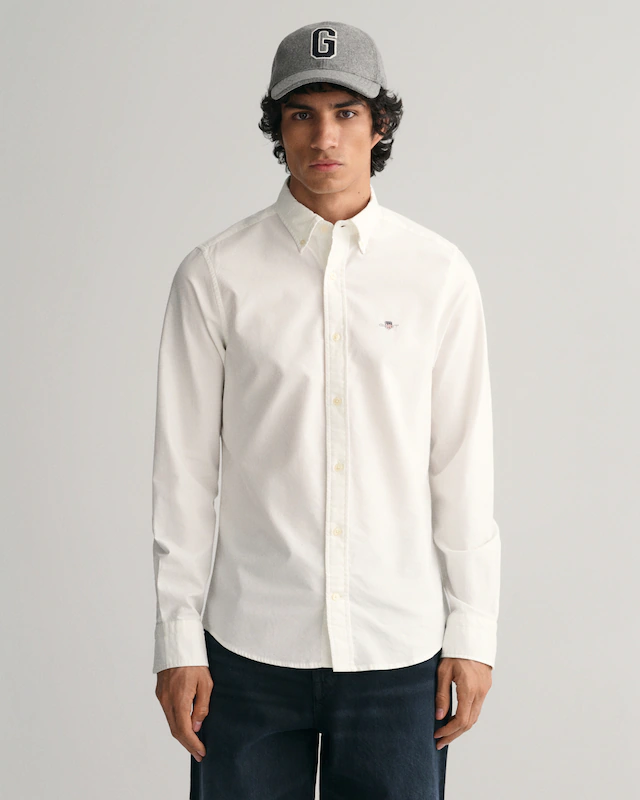 Gant Langarmhemd »Slim Fit Oxford Hemd strukturiert langlebig dicker« Oxford Hemd Slim Fit
