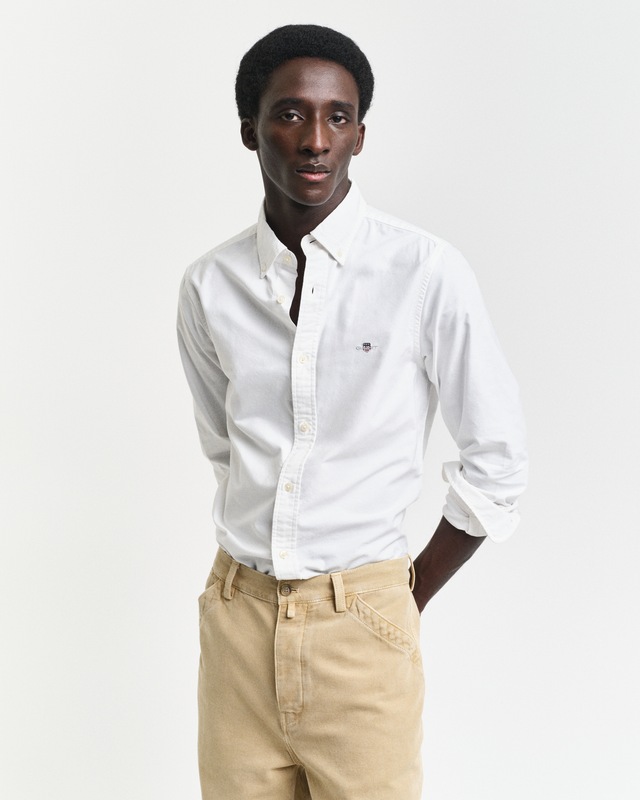 Gant Langarmhemd »Slim Fit Oxford Hemd strukturiert langlebig dicker« Oxford Hemd Slim Fit