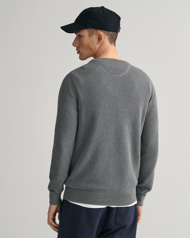 Gant Rundhalspullover »COTTON PIQUE C-NECK« mit Logostickerei auf der Brust