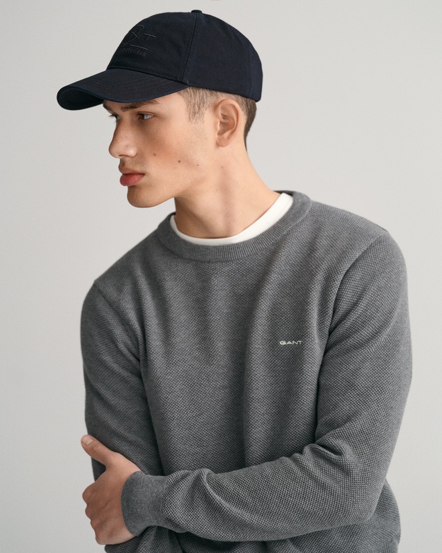 Gant Rundhalspullover »COTTON PIQUE C-NECK« mit Logostickerei auf der Brust