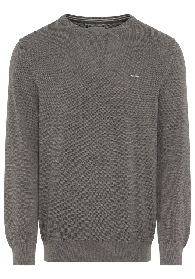 Gant Rundhalspullover »COTTON PIQUE C-NECK« mit Logostickerei auf der Brust