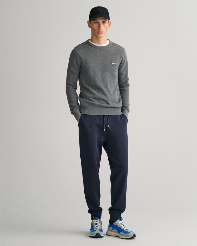 Gant Rundhalspullover »COTTON PIQUE C-NECK« mit Logostickerei auf der Brust