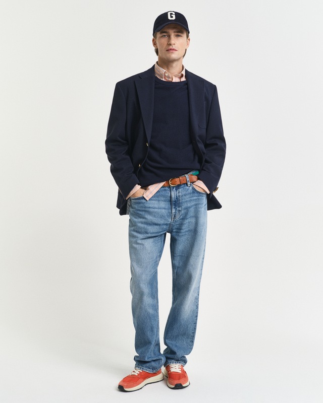 Gant Rundhalspullover »COTTON PIQUE C-NECK« mit Logostickerei auf der Brust