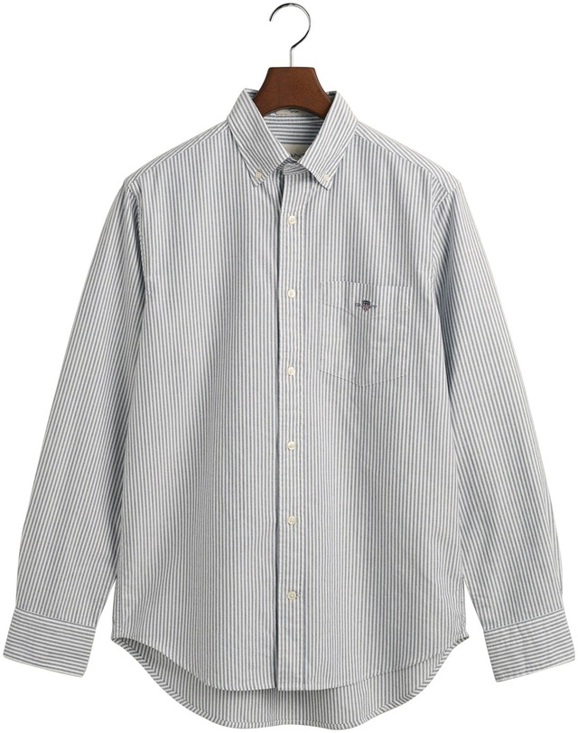 Gant Langarmhemd »Regular Fit Oxford Hemd strukturiert langlebig dicker gestreift« mit dezenter Logostickerei