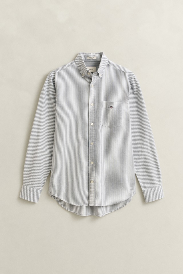 Gant Langarmhemd »Regular Fit Oxford Hemd strukturiert langlebig dicker gestreift« mit dezenter Logostickerei