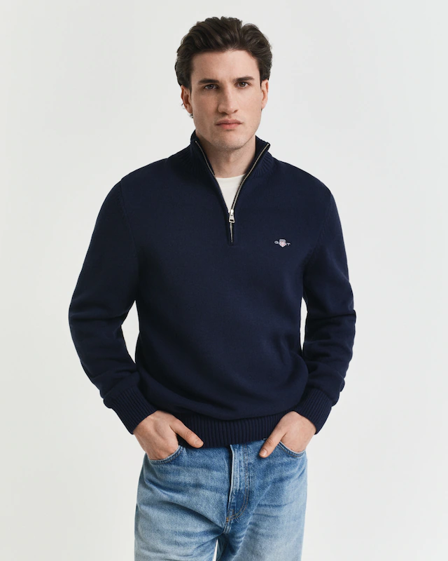 Gant Troyer »CASUAL COTTON HALF ZIP« mit grafischer Logostickerei auf der Brust