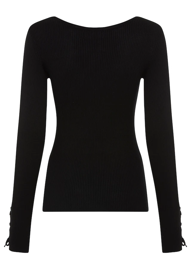 Melrose Strickpullover feminine Passform aus Rippe mit Schnürung