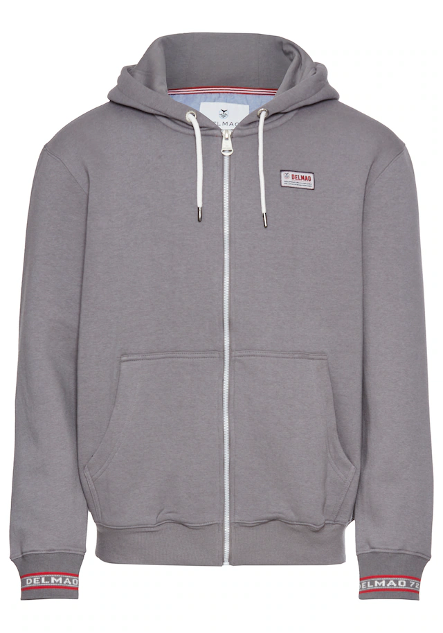 DELMAO Kapuzensweatjacke mit kontrastfarbenen Reißverschlüssen