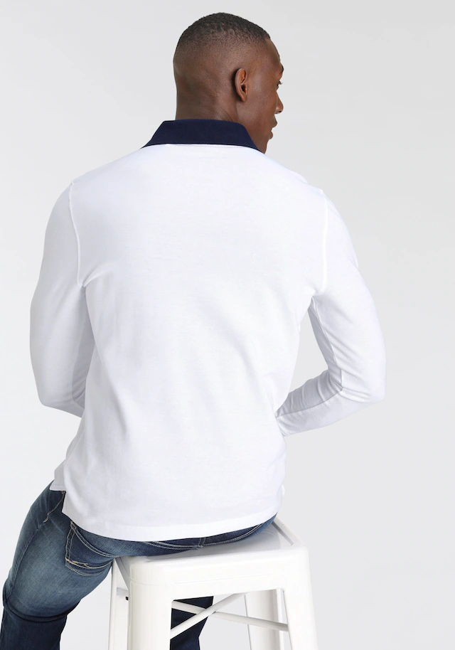 DELMAO Langarm-Poloshirt Langarm, aus atmungsaktivem Piqué-Stoff, Polokragen