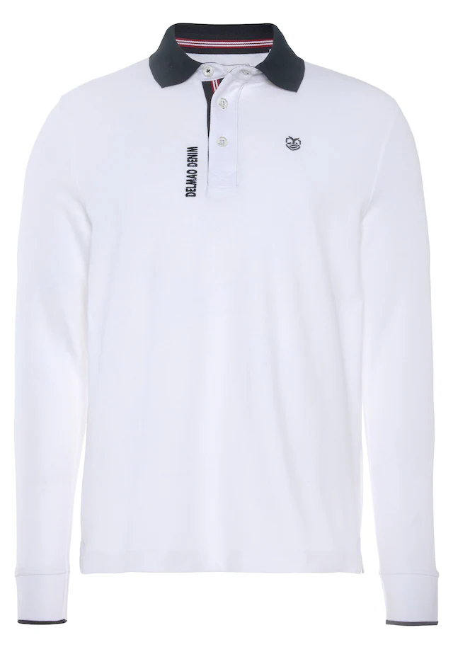 DELMAO Langarm-Poloshirt Langarm, aus atmungsaktivem Piqué-Stoff, Polokragen