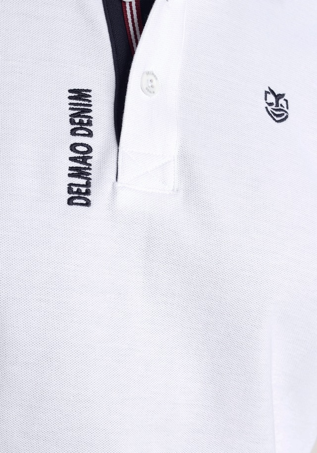DELMAO Langarm-Poloshirt Langarm, aus atmungsaktivem Piqué-Stoff, Polokragen