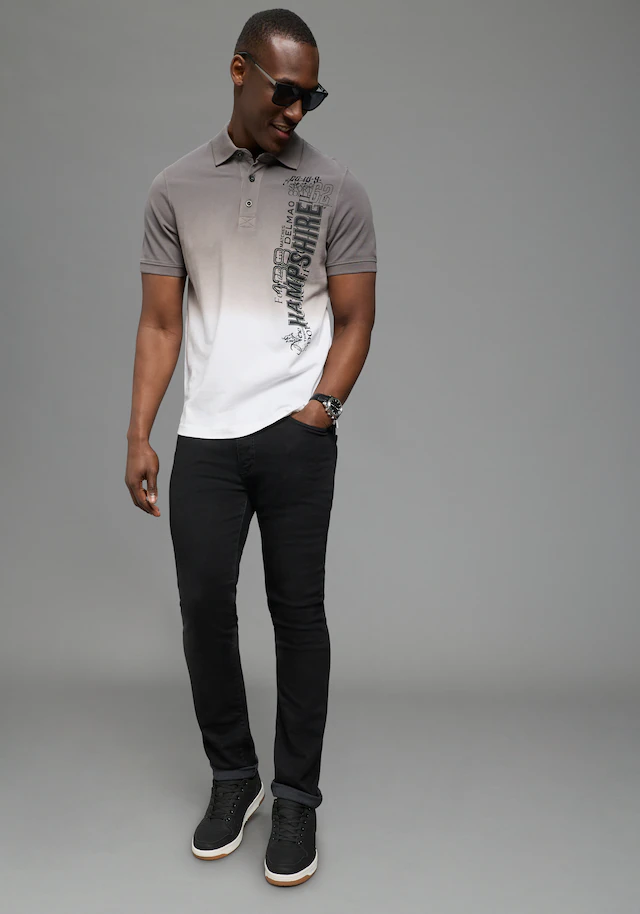 DELMAO Poloshirt kurzärmelig, lässiges Batikmuster, Polokragen