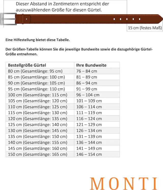 MONTI Synthetikgürtel »WIEN« 3,5 cm breit, Klassisch-Business, kürzbar, bis Gr. 150 cm