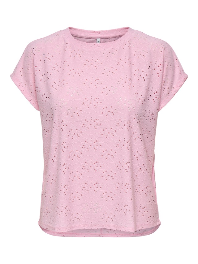 ONLY Kurzarmshirt »ONLSMILLA LIFE S/S TOP JRS NOOS« regular fit, modisch, Single Jersey, Materialmix, Rundhals