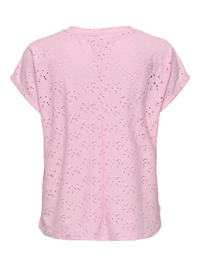 ONLY Kurzarmshirt »ONLSMILLA LIFE S/S TOP JRS NOOS« regular fit, modisch, Single Jersey, Materialmix, Rundhals