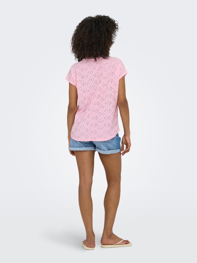 ONLY Kurzarmshirt »ONLSMILLA LIFE S/S TOP JRS NOOS« regular fit, modisch, Single Jersey, Materialmix, Rundhals