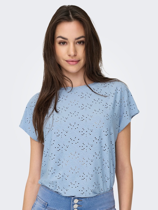 ONLY Kurzarmshirt »ONLSMILLA LIFE S/S TOP JRS NOOS« regular fit, modisch, Single Jersey, Materialmix, Rundhals