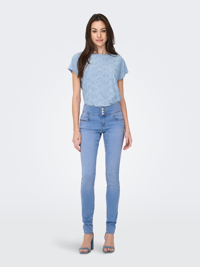 ONLY Kurzarmshirt »ONLSMILLA LIFE S/S TOP JRS NOOS« regular fit, modisch, Single Jersey, Materialmix, Rundhals