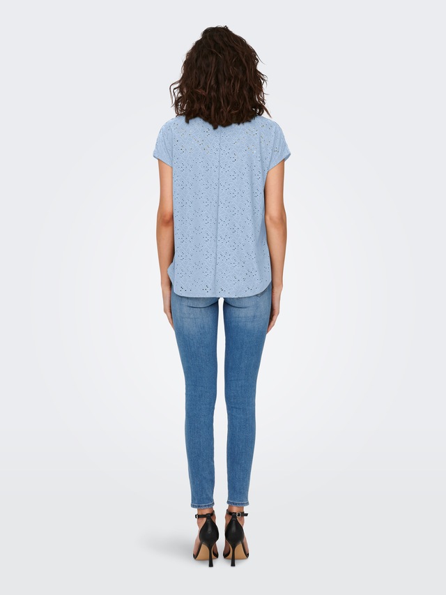 ONLY Kurzarmshirt »ONLSMILLA LIFE S/S TOP JRS NOOS« regular fit, modisch, Single Jersey, Materialmix, Rundhals