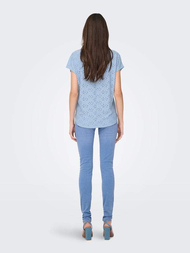 ONLY Kurzarmshirt »ONLSMILLA LIFE S/S TOP JRS NOOS« regular fit, modisch, Single Jersey, Materialmix, Rundhals