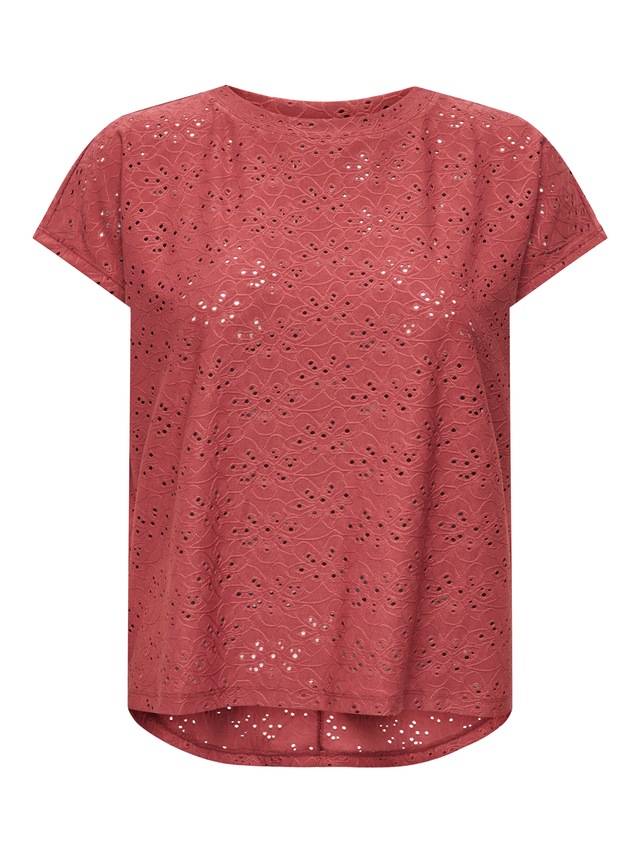 ONLY Kurzarmshirt »ONLSMILLA LIFE S/S TOP JRS NOOS« regular fit, modisch, Single Jersey, Materialmix, Rundhals