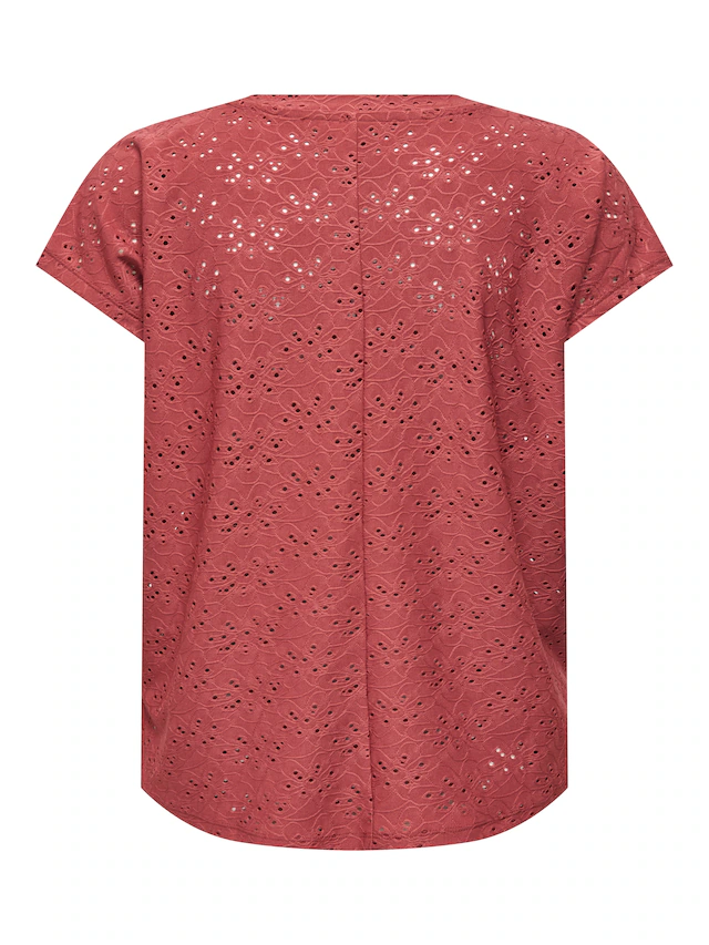ONLY Kurzarmshirt »ONLSMILLA LIFE S/S TOP JRS NOOS« regular fit, modisch, Single Jersey, Materialmix, Rundhals