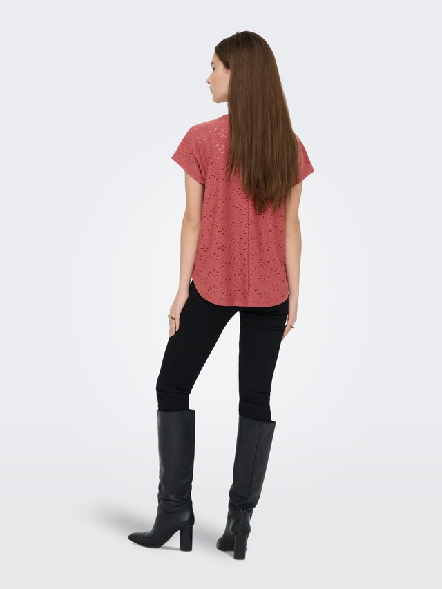 ONLY Kurzarmshirt »ONLSMILLA LIFE S/S TOP JRS NOOS« regular fit, modisch, Single Jersey, Materialmix, Rundhals