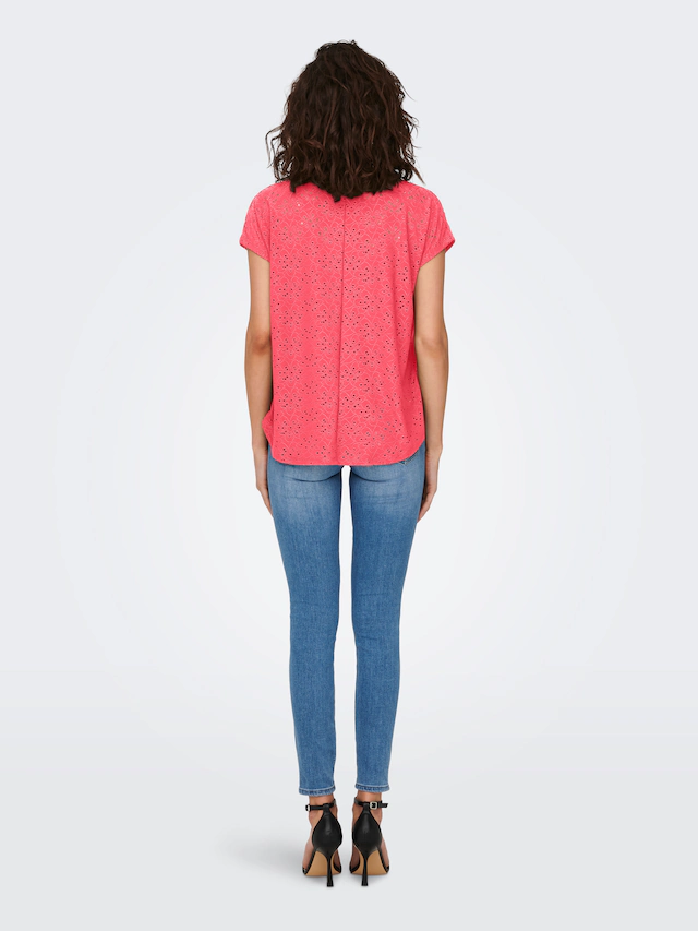 ONLY Kurzarmshirt »ONLSMILLA LIFE S/S TOP JRS NOOS« regular fit, modisch, Single Jersey, Materialmix, Rundhals