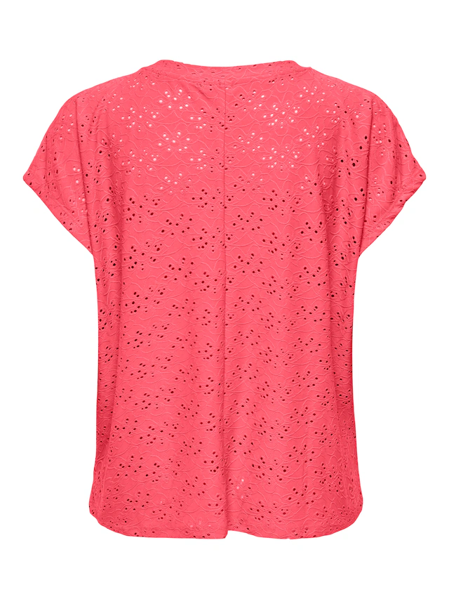 ONLY Kurzarmshirt »ONLSMILLA LIFE S/S TOP JRS NOOS« regular fit, modisch, Single Jersey, Materialmix, Rundhals