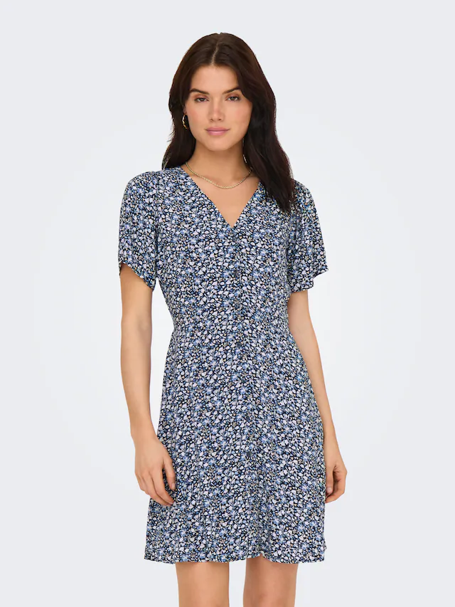 ONLY Minikleid »ONLEVIDA S/S SHORT DRESS WVN NOOS« Viskose, regular fit, V-Ausschnitt