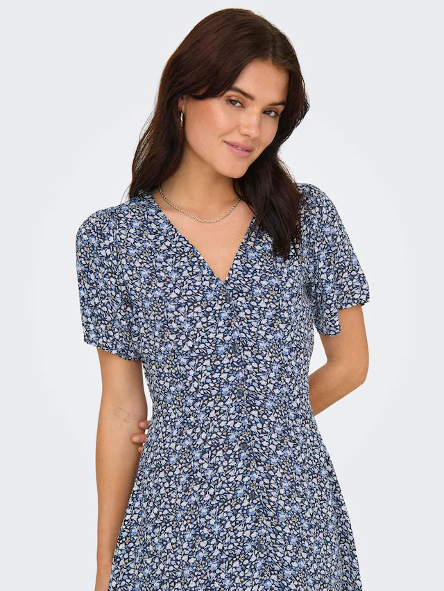 ONLY Minikleid »ONLEVIDA S/S SHORT DRESS WVN NOOS« Viskose, regular fit, V-Ausschnitt