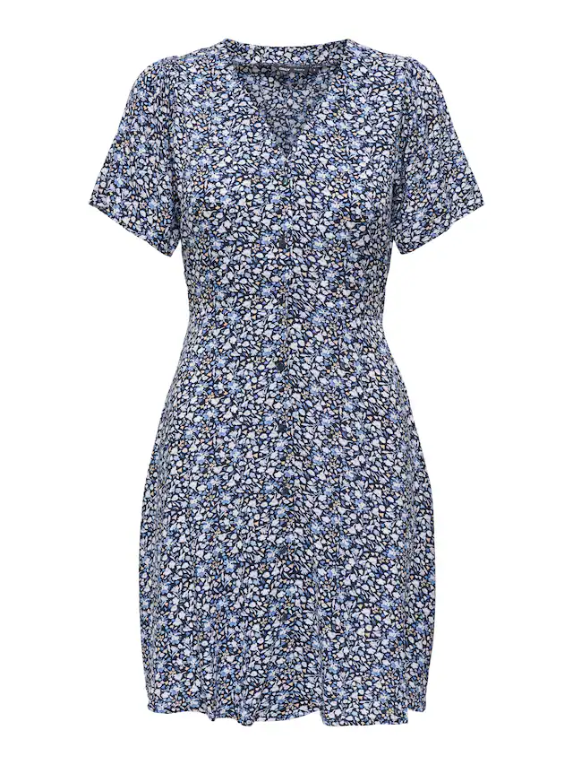 ONLY Minikleid »ONLEVIDA S/S SHORT DRESS WVN NOOS« Viskose, regular fit, V-Ausschnitt
