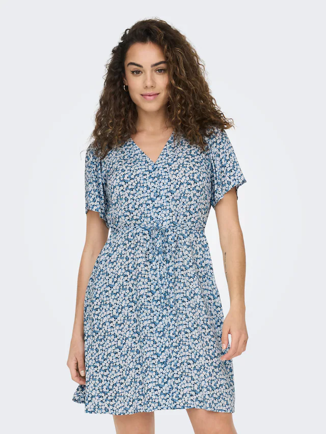 ONLY Minikleid »ONLEVIDA S/S SHORT DRESS WVN NOOS« Viskose, regular fit, V-Ausschnitt