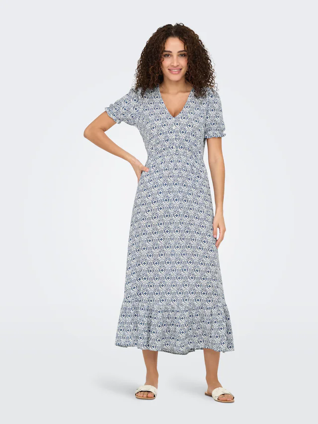 ONLY Maxikleid »ONLCHIANTI S/S LONG DRESS WVN NOOS« Viskose, regular fit