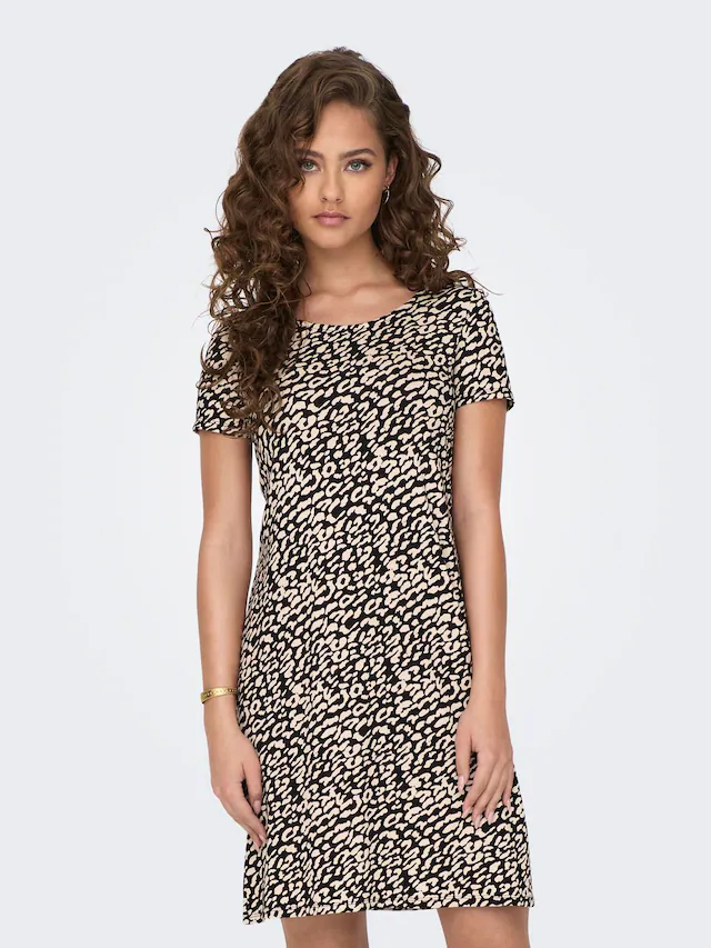 ONLY Minikleid »ONLBERA BACK LACE UP S/S DRESS JRS NOOS« Viskosemischung, regular fit, Rundhals