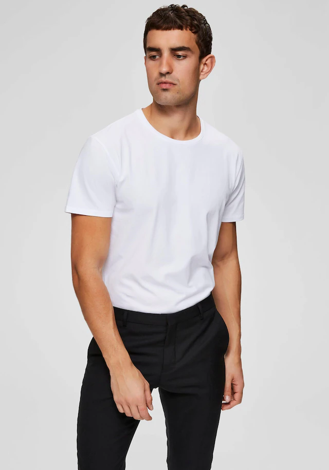 SELECTED Rundhalsshirt »SLHNEWPIMA SS O-NECK TEE NOOS«