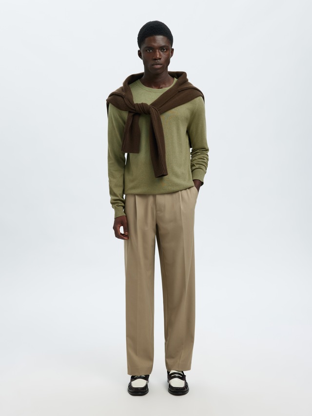 SELECTED Rundhalspullover »SLHBERG CREW NECK NOOS« Baumwolle, regular fit