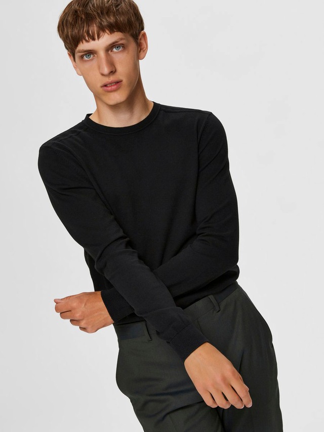 SELECTED Rundhalspullover »SLHBERG CREW NECK NOOS« Baumwolle, regular fit