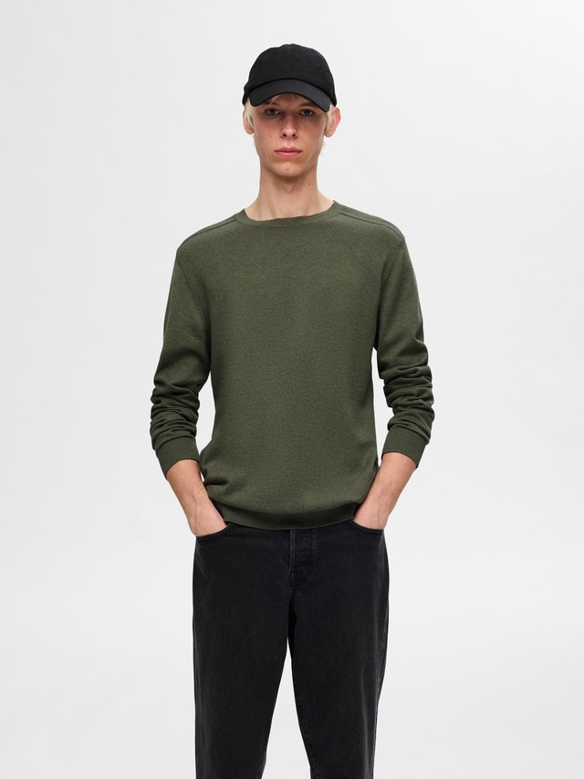 SELECTED Rundhalspullover »SLHBERG CREW NECK NOOS« Baumwolle, regular fit