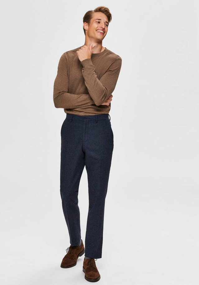 SELECTED Rundhalspullover »SLHBERG CREW NECK NOOS« Baumwolle, regular fit