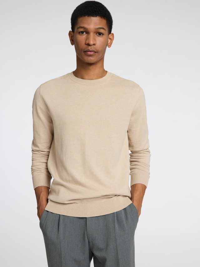 SELECTED Rundhalspullover »SLHBERG CREW NECK NOOS« Baumwolle, regular fit