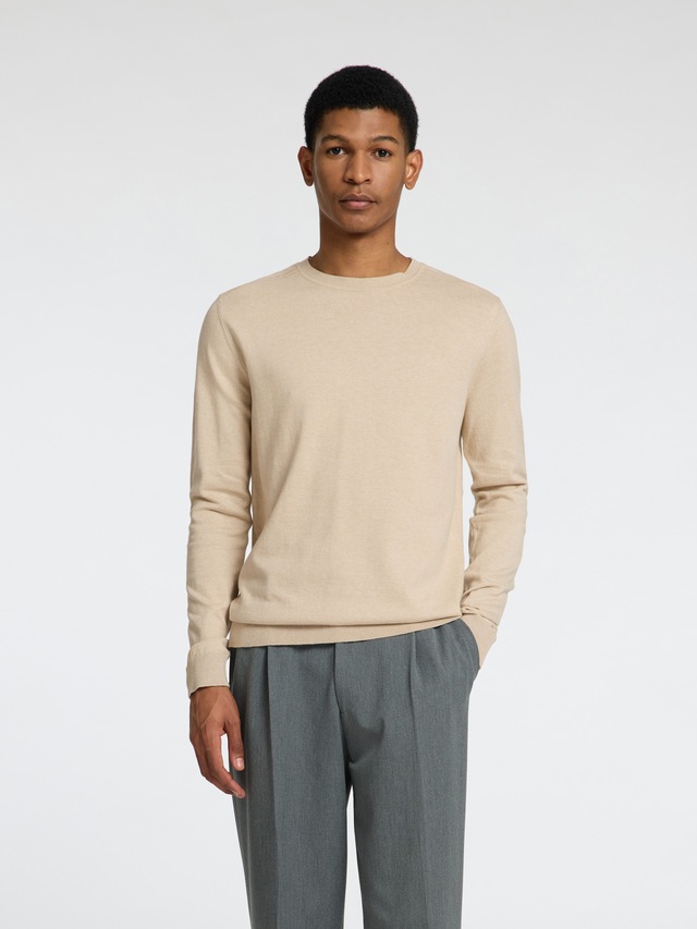 SELECTED Rundhalspullover »SLHBERG CREW NECK NOOS« Baumwolle, regular fit